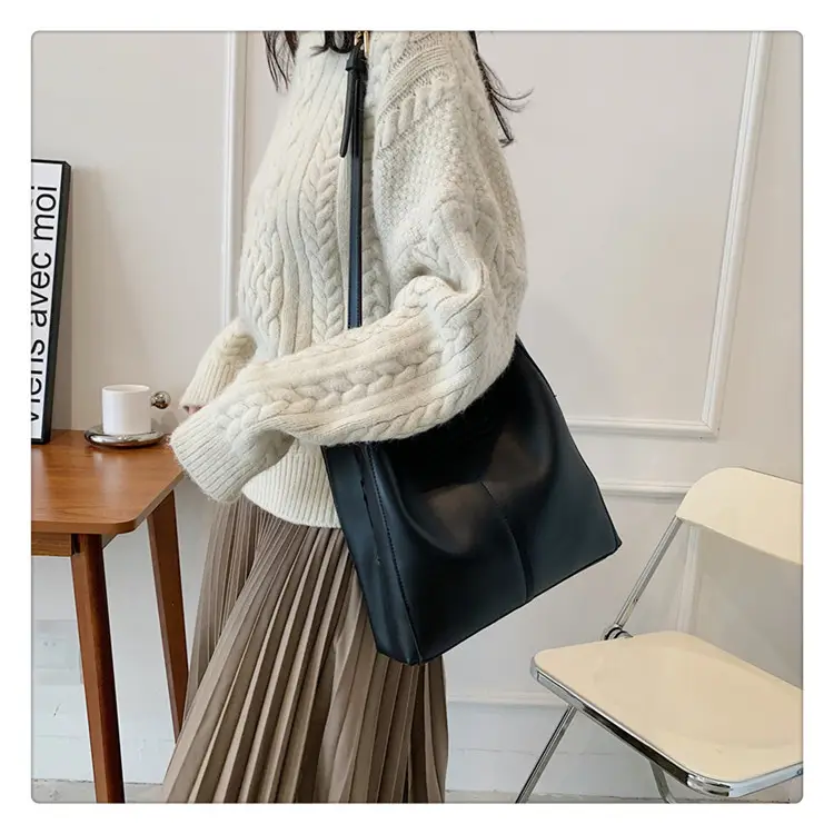 Korean Style Brown Leather Tote Bag for Women — feature 20