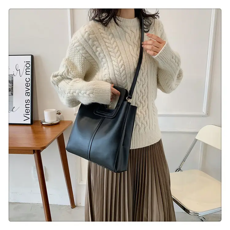 Korean Style Brown Leather Tote Bag for Women — feature 21
