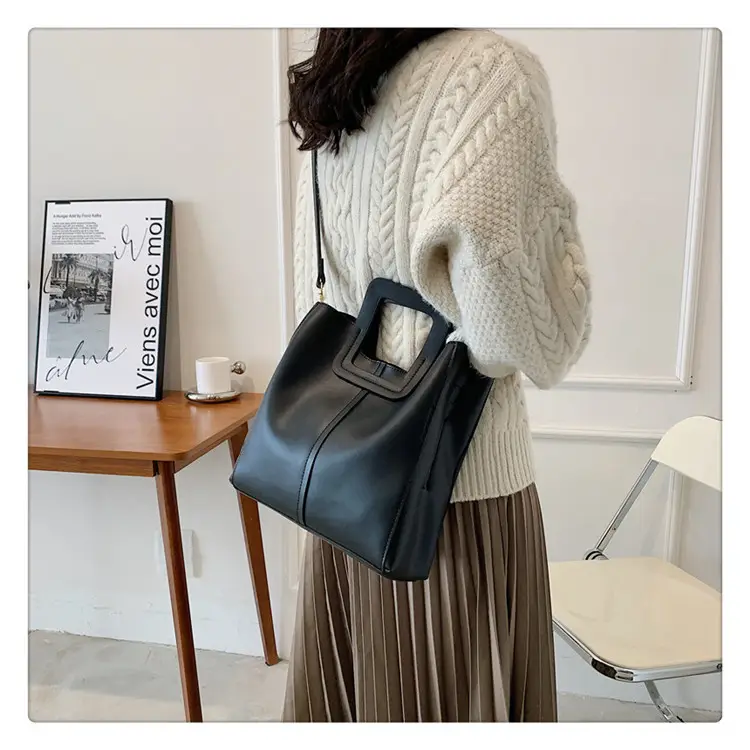 Korean Style Brown Leather Tote Bag for Women — feature 22