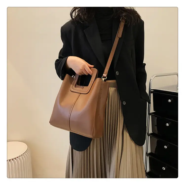 Korean Style Brown Leather Tote Bag for Women — feature 26