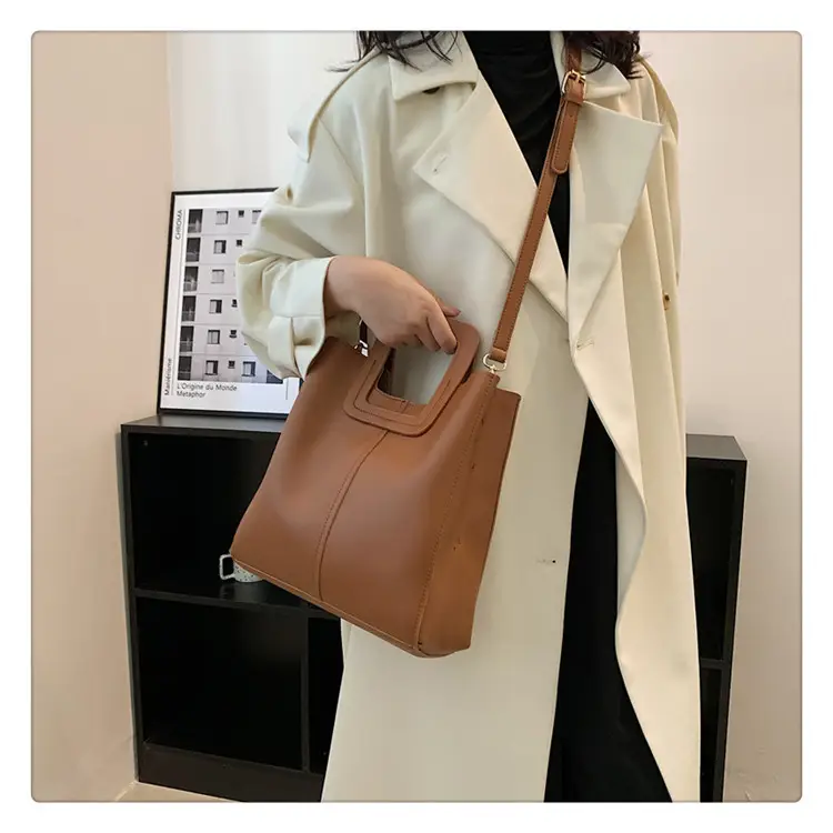 Korean Style Brown Leather Tote Bag for Women — feature 27