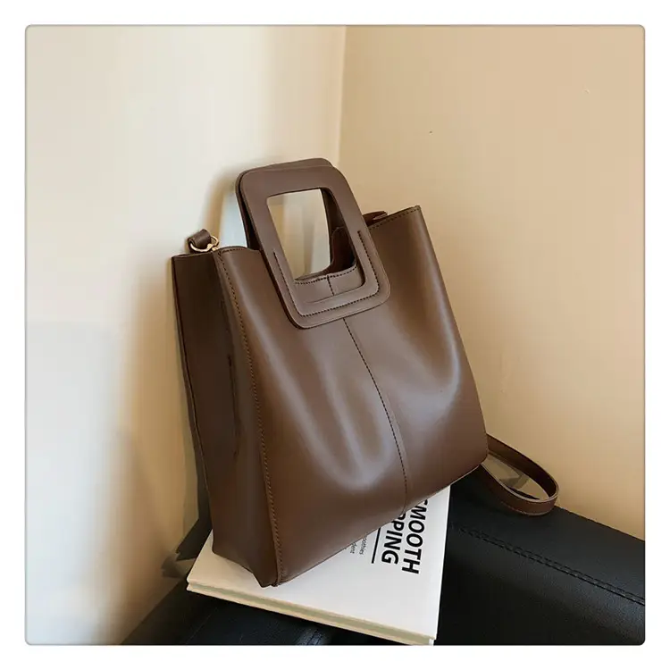 Korean Style Brown Leather Tote Bag for Women — feature 37