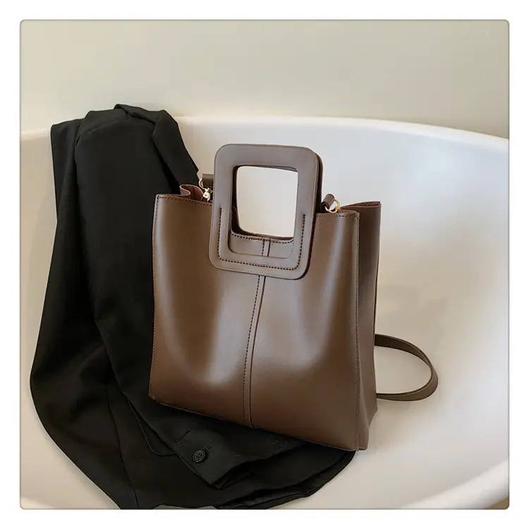 Korean Style Brown Leather Tote Bag for Women — feature 38
