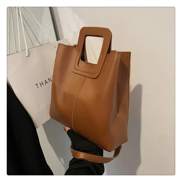 Korean Style Brown Leather Tote Bag for Women — feature 41