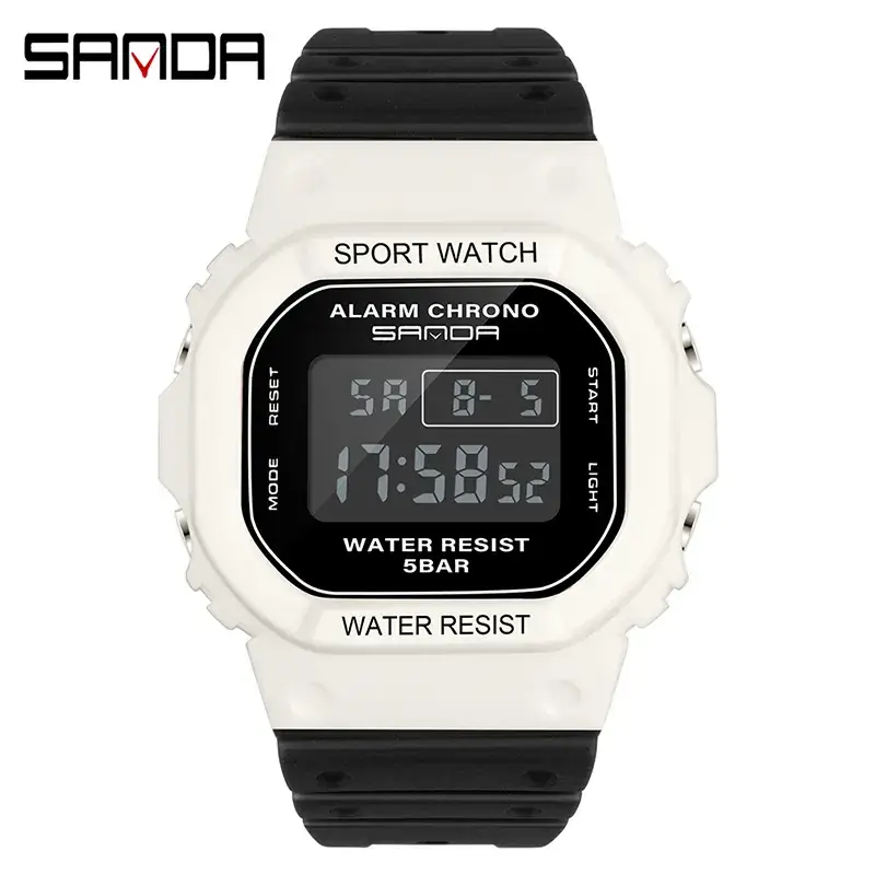 Sanda Small Square Electronic Water Resistant Watch for Men Women - Image 18