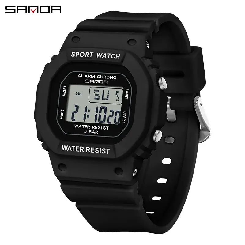 Sanda Small Square Electronic Water Resistant Watch for Men Women - Image 21