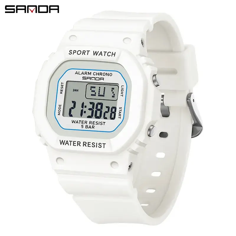 Sanda Small Square Electronic Water Resistant Watch for Men Women - Image 26