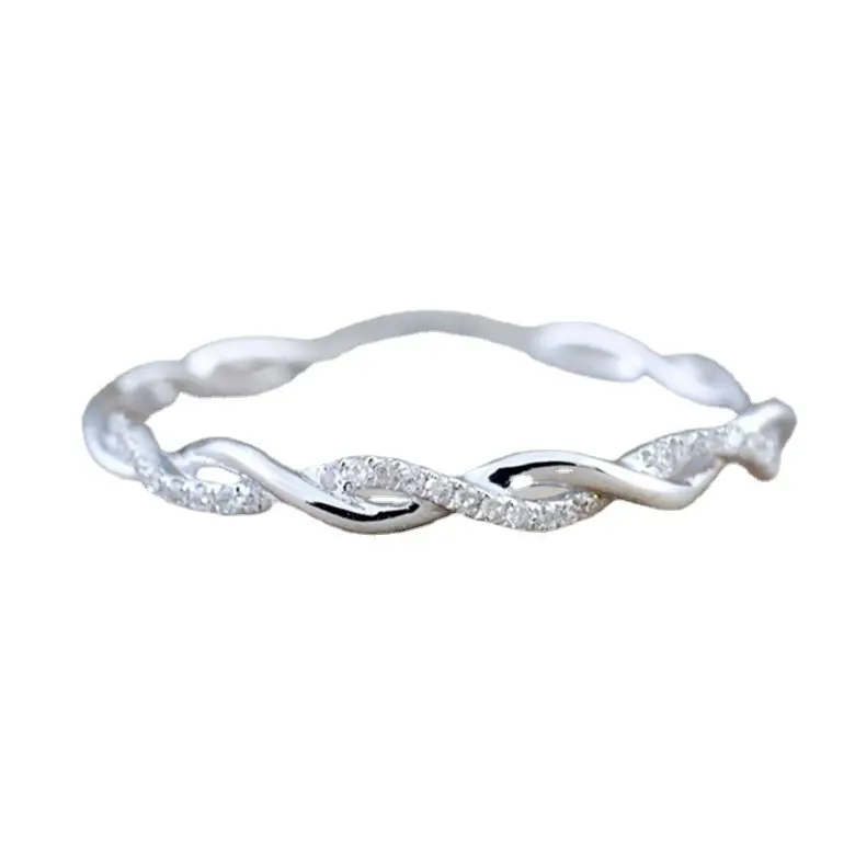 Twisted Rope Ring 18K Gold Plated Zircon Micro Pave - Image 5