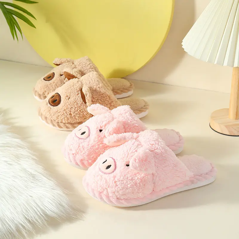 Piggy Cotton Slippers for Women, Home Use, Couple's Furry Floor Slippers, Autumn and Winter Home Plush Cotton Slippers, Autumn and Winter Wholesale