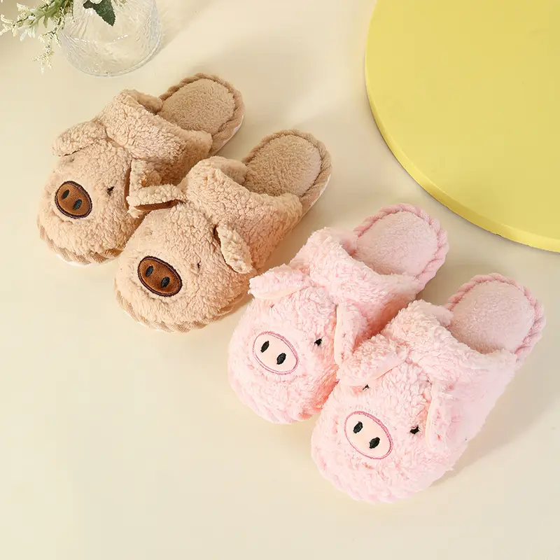 Piggy Cotton Slippers for Women, Home Use, Couple's Furry Floor Slippers, Autumn and Winter Home Plush Cotton Slippers, Autumn and Winter Wholesale