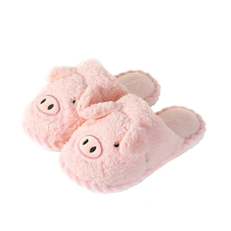 Piggy Cotton Slippers for Women, Home Use, Couple's Furry Floor Slippers, Autumn and Winter Home Plush Cotton Slippers, Autumn and Winter Wholesale
