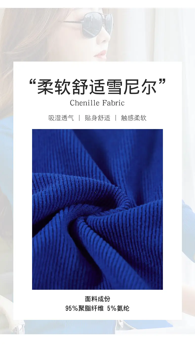 Women Blue Zipper Hoodie Long Sleeve T-Shirt — feature 3