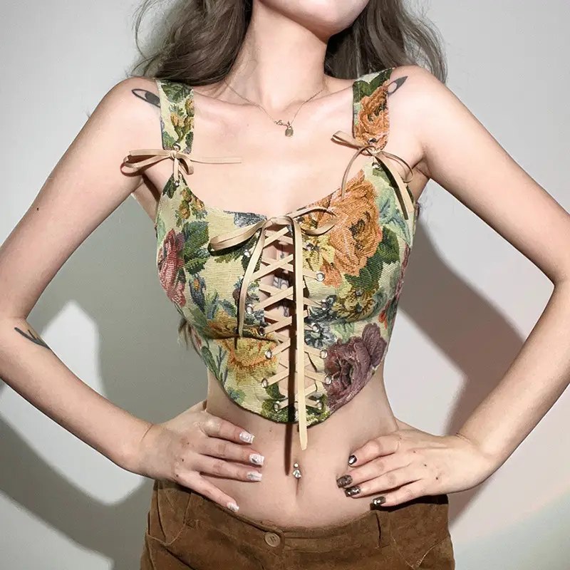 Green Printed Sling Vest for Women 2022 Autumn - Image 3