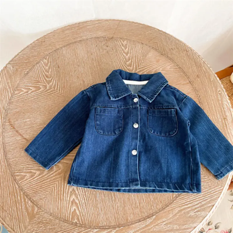Spring Boys Girls Denim T-Shirt Trousers Set Blue - Image 2