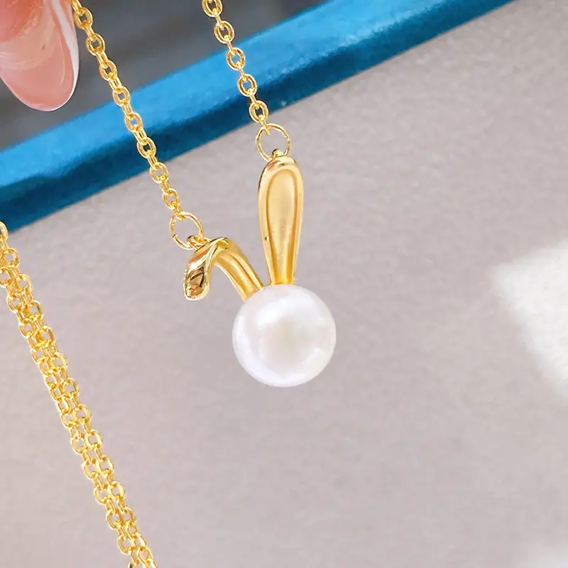 14K Gold Rabbit Pearl Pendant for Women - Image 4