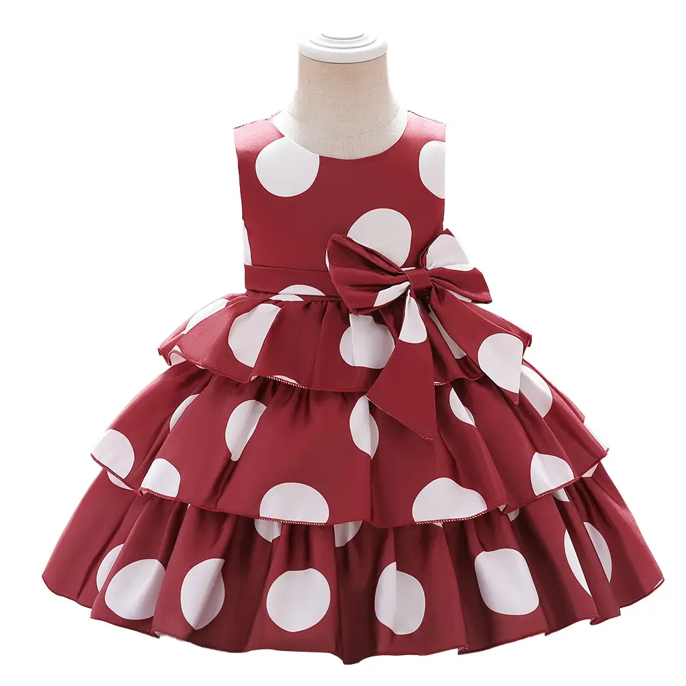 Girls' Polo Dot Tiered Skirted Dress Navy Blue - Image 9