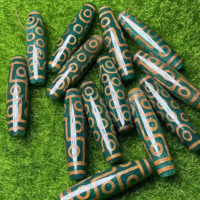 Wholesale Xizang Natural Chrysoprase Agate 60mm Green Nine-Eye Beads - Image 3