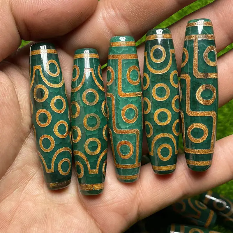 Wholesale Xizang Natural Chrysoprase Agate 60mm Green Nine-Eye Beads - Image 4