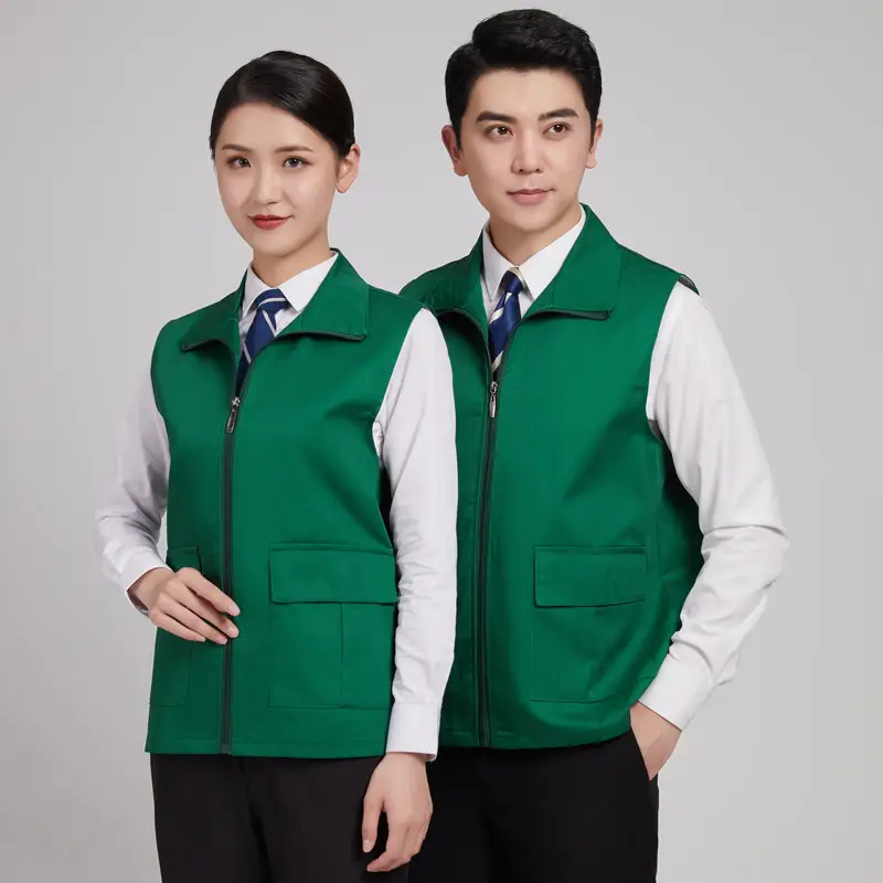 Blue Sleeveless Vest with 4 Zip Pocket Set
