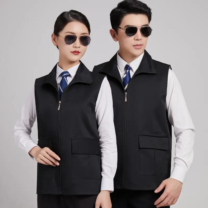 Blue Sleeveless Vest with 4 Zip Pocket Set