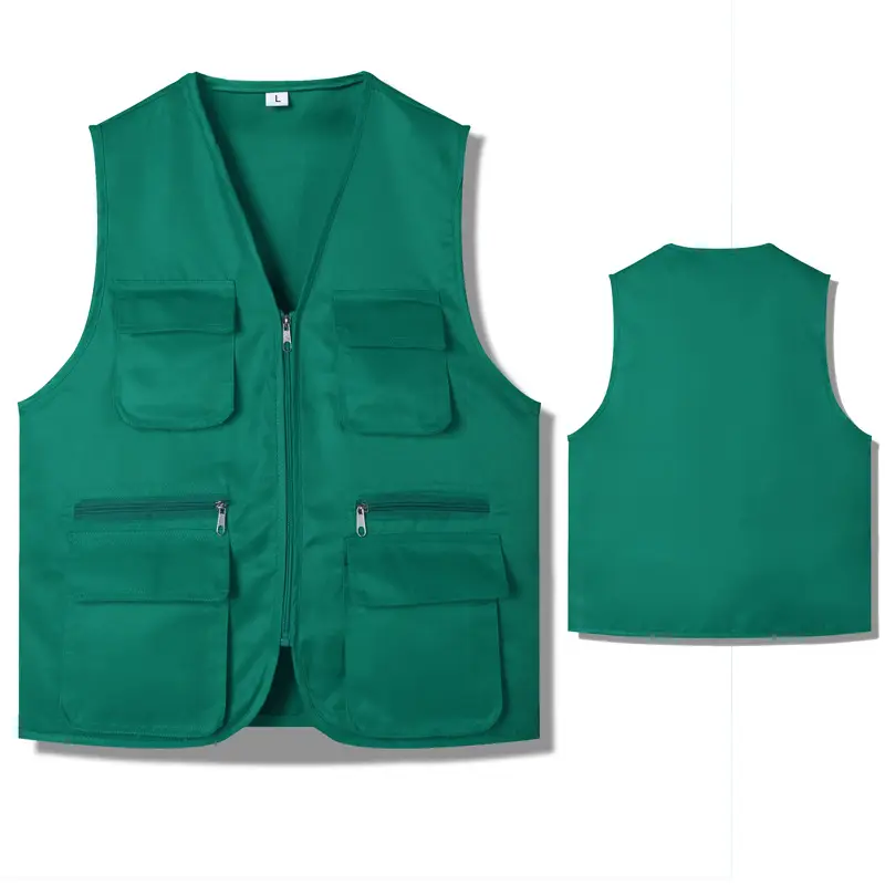 Blue Sleeveless Vest with 4 Zip Pocket Set