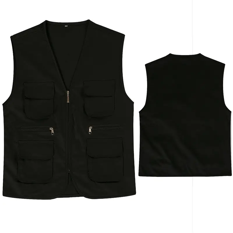 Blue Sleeveless Vest with 4 Zip Pocket Set