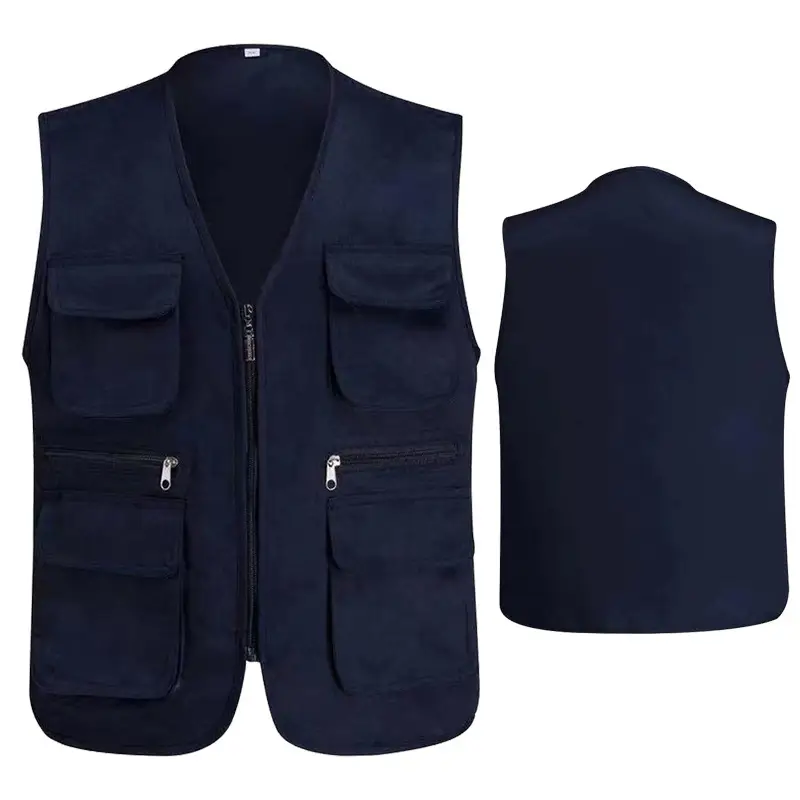 Blue Sleeveless Vest with 4 Zip Pocket Set