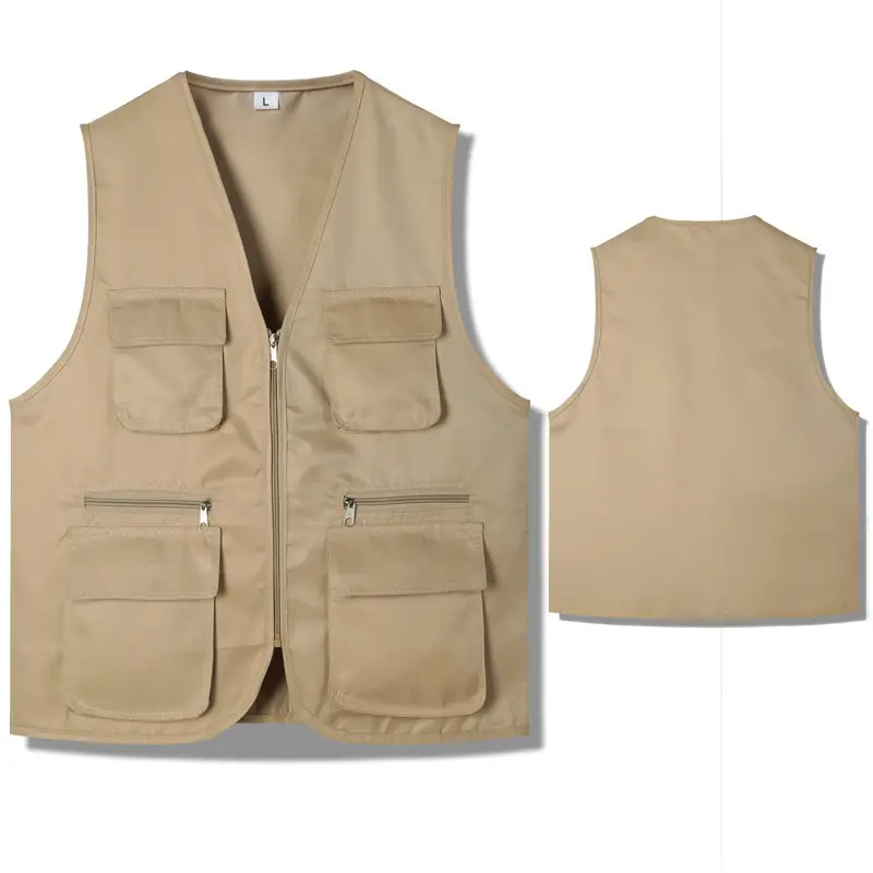 Blue Sleeveless Vest with 4 Zip Pocket Set