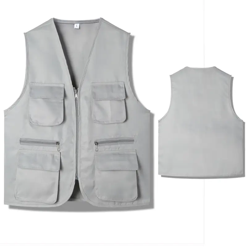 Blue Sleeveless Vest with 4 Zip Pocket Set
