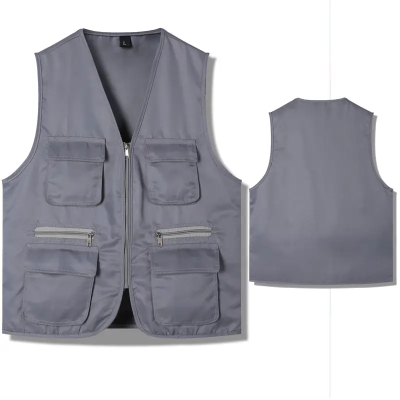 Blue Sleeveless Vest with 4 Zip Pocket Set