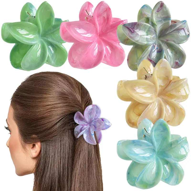 Pink Egg Flower Hair Claw Clamp for Women — feature 27