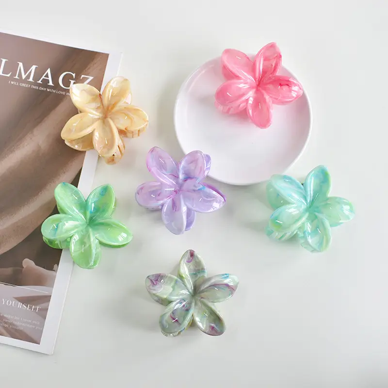 Pink Egg Flower Hair Claw Clamp for Women — feature 28