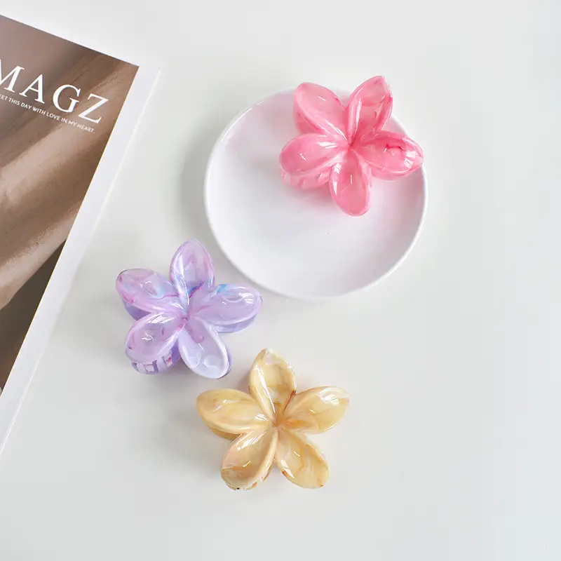 Pink Egg Flower Hair Claw Clamp for Women — feature 38