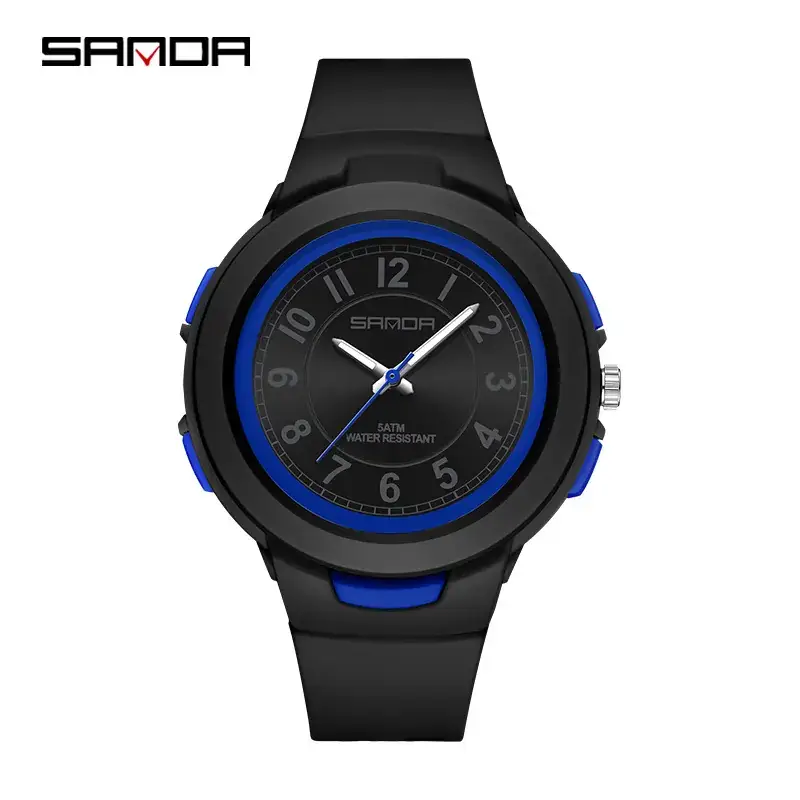 Sanda Men Women Waterproof Sports Quartz Watch Black - Image 3