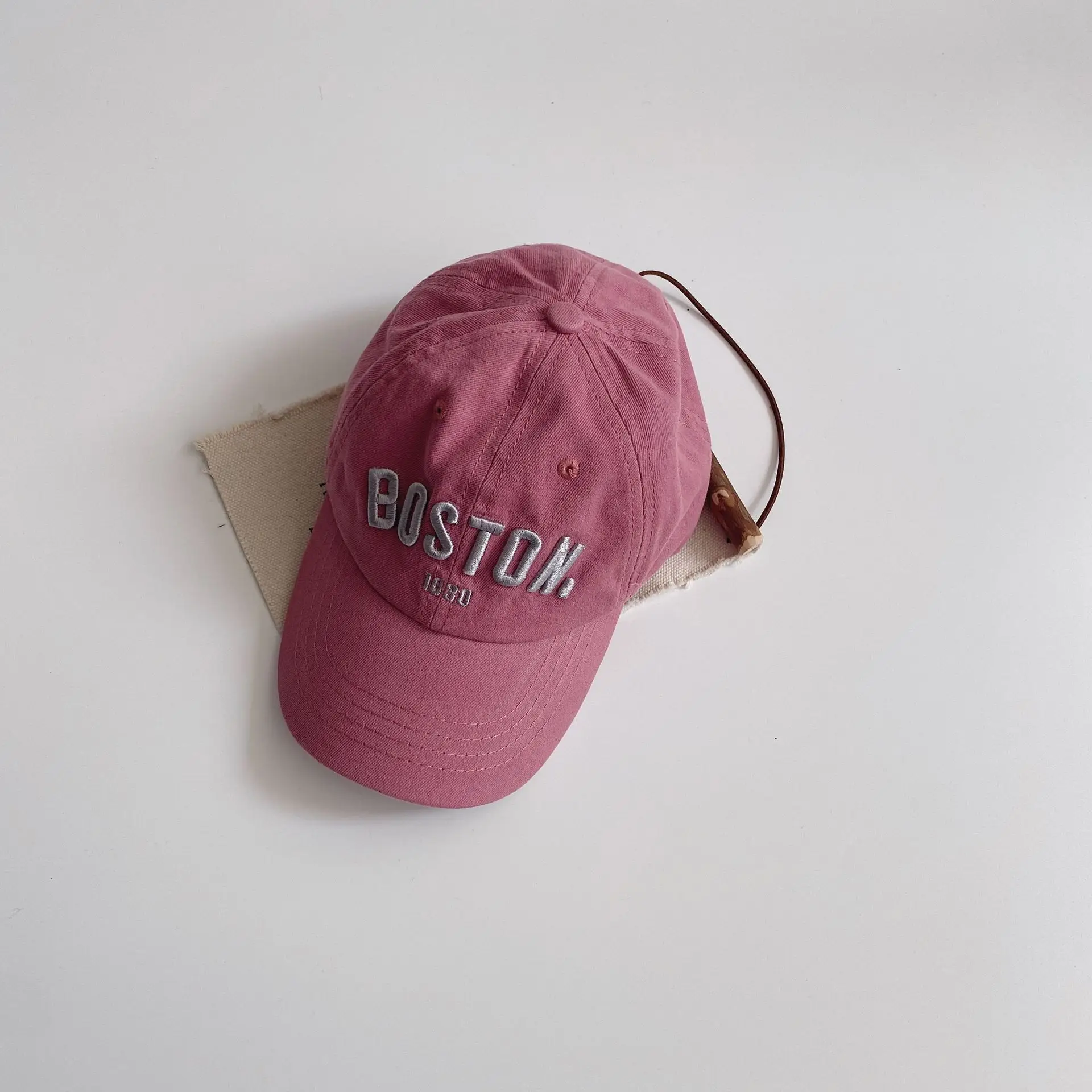 Pink Boston 1930 Embroidered Cap for Boys Girls - Image 3