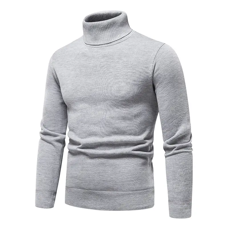 Men's Maroon Fleece Turtleneck Sweater - Image 11