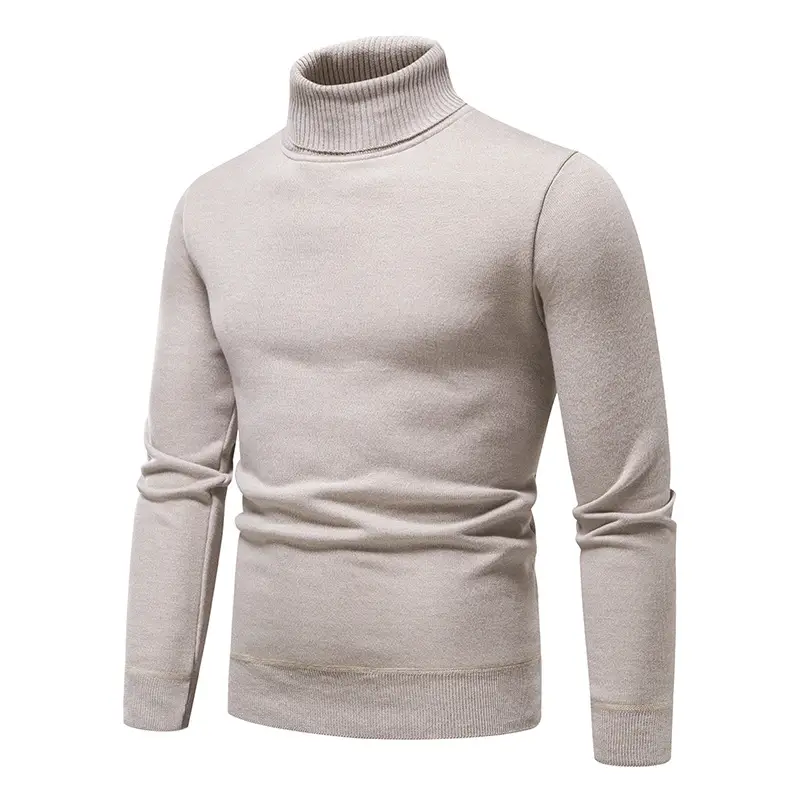 Men's Maroon Fleece Turtleneck Sweater - Image 13