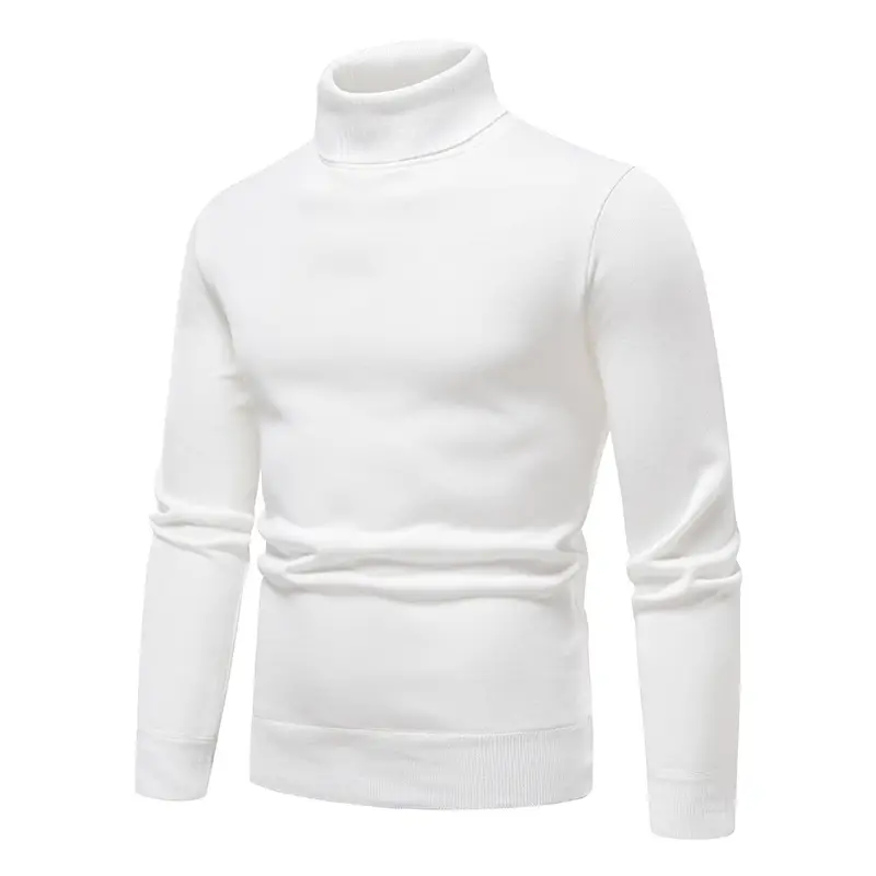 Men's Maroon Fleece Turtleneck Sweater - Image 14