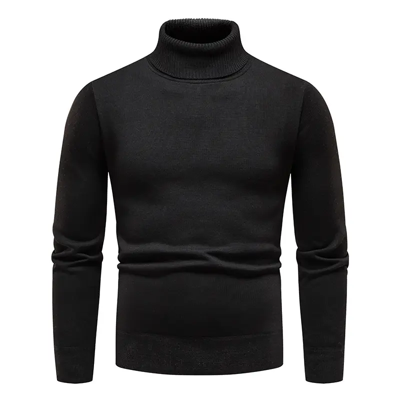 Men's Maroon Fleece Turtleneck Sweater - Image 4