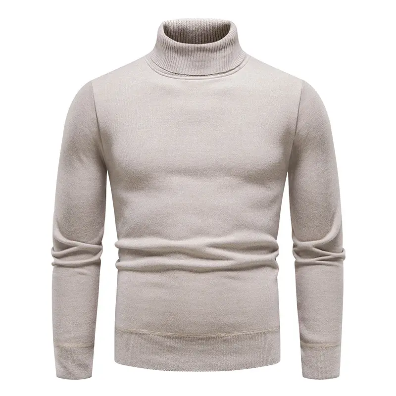 Men's Maroon Fleece Turtleneck Sweater - Image 9
