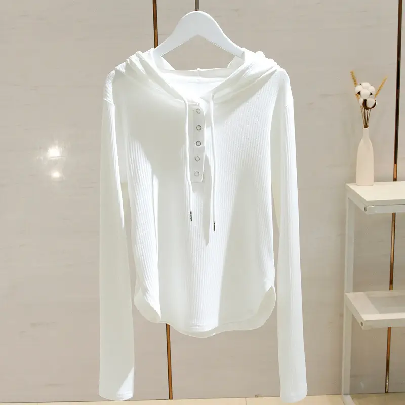 Women Grey Slim Fit Long Sleeve Hoodie - Image 3