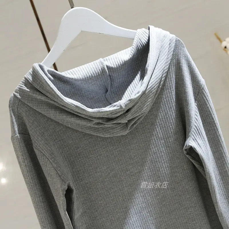 Women Grey Slim Fit Long Sleeve Hoodie — feature 12