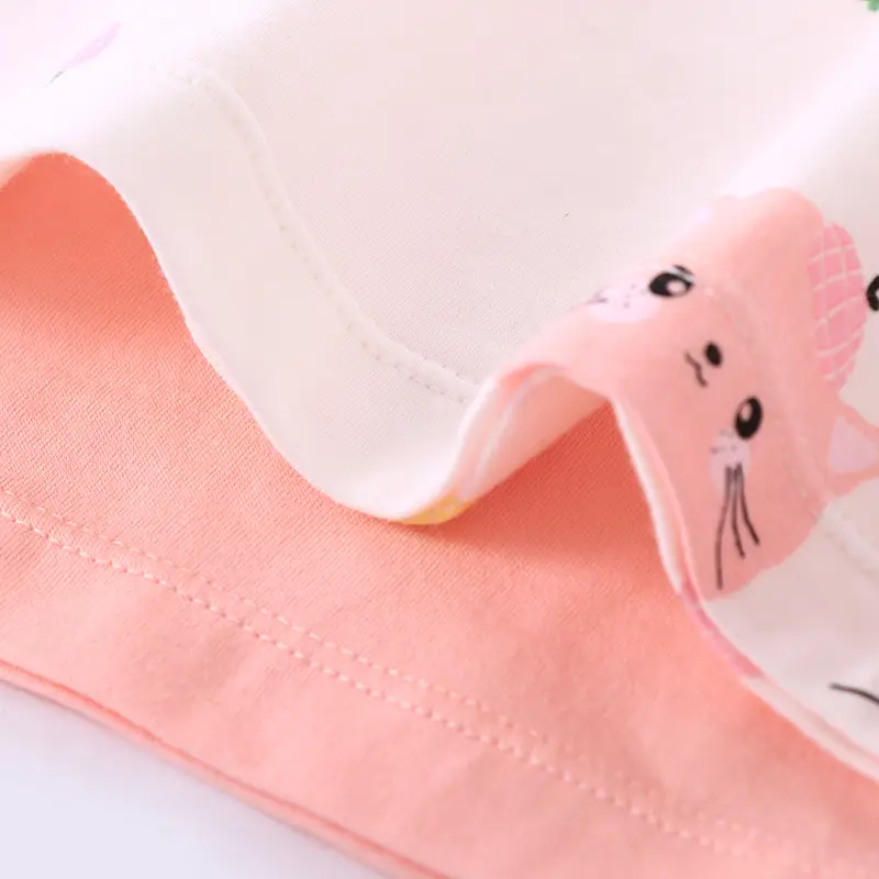 Girls Long Sleeve T-Shirt Set Pink & Cream Summer Print - Image 6