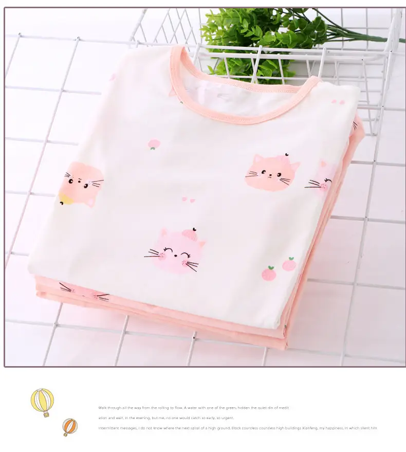 Girls Long Sleeve T-Shirt Set Pink & Cream Summer Print — feature 18