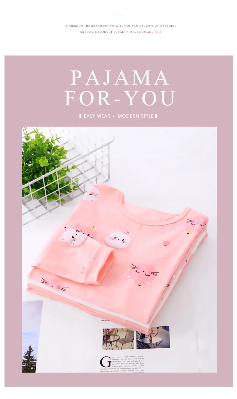 Girls Long Sleeve T-Shirt Set Pink & Cream Summer Print — feature 5