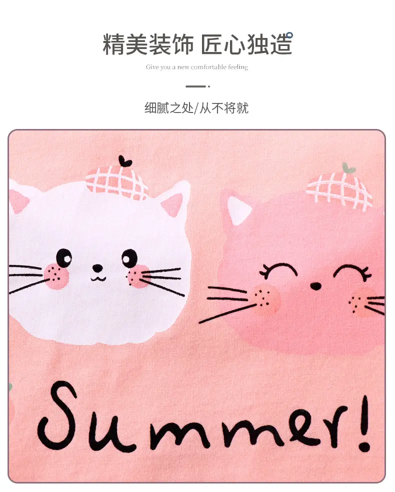 Girls Long Sleeve T-Shirt Set Pink & Cream Summer Print — feature 8