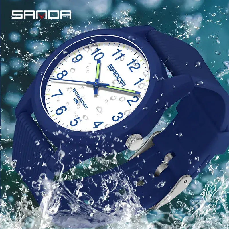 Sanda White Quartz Watch for Men Women Outdoor Wear - Image 35