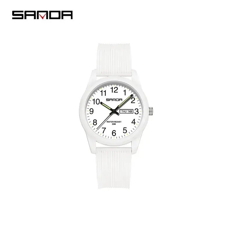 Sanda White Quartz Watch for Men Women Outdoor Wear - Image 22