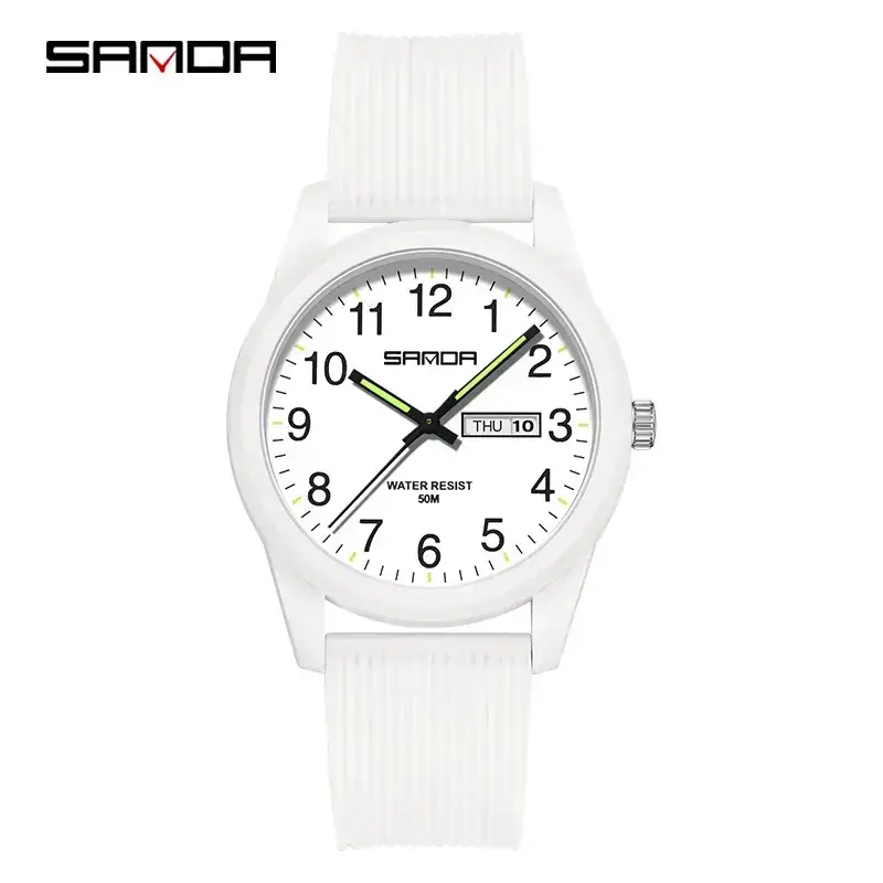 Sanda White Quartz Watch for Men Women Outdoor Wear - Image 30