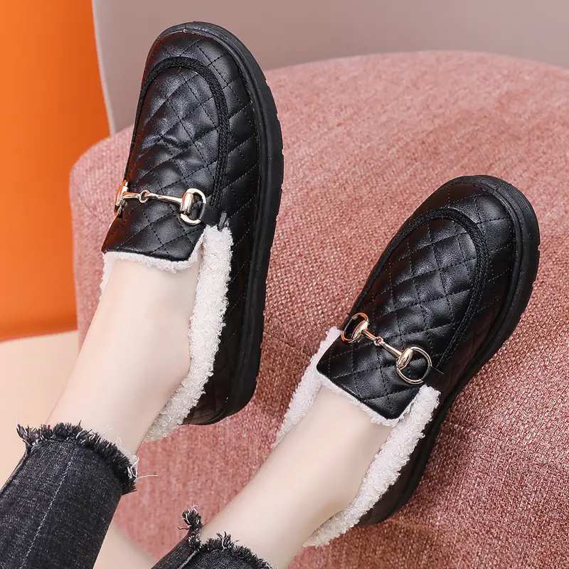 Old Beijing Cloth Shoes Thick-soled Snow Boots Winter Women's Short Cotton Shoes Korean-style All-match fleece-lined Thickened Warm Fashionable Cotton Slippers - Image 5